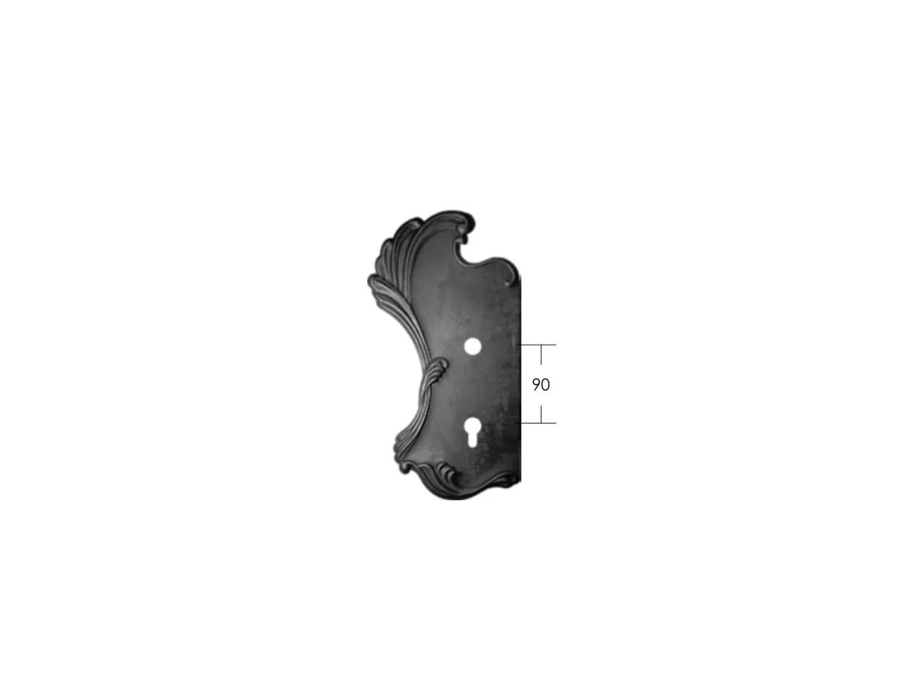 Wyrób kuty: Kuty szyld ozdobny do drzwi i bram 330x175 mm rozstaw 90 mm