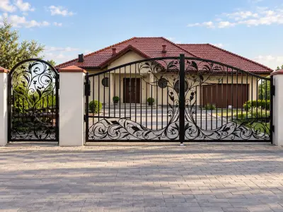 Kuta Brama Wjazdowa z Furtką o Ornamentalnym Wzorze Florystycznym