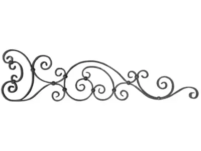 Wyrób kuty: Kuta rozeta ozdobna do bram i ogrodzeń 1100x330 mm 12x6 mm