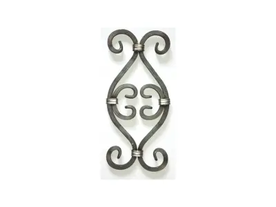 Wyrób kuty: Kuta rozeta stalowa ozdobna do ogrodzeń i balustrad 390x180 mm pręt 12x12 mm