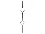Wyrób kuty: Kuta tralka balustradowa ozdobna z podwójnym rombem 12x12 mm 950x100 mm