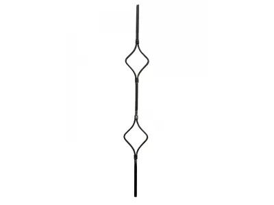 Wyrób kuty: Kuta tralka balustradowa ozdobna z podwójnym rombem 12x12 mm 950x100 mm