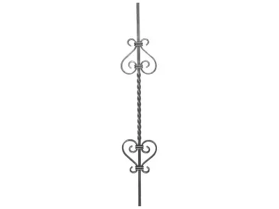 Wyrób kuty: Kuta tralka balustradowa ozdobna ze skręconym elementem Eski 12x12 mm 950x150 mm