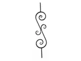 Wyrób kuty: Kuta tralka ozdobna do balustrad i ogrodzeń 12x12 mm 950x190 mm