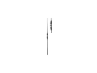 Wyrób kuty: Kuta tralka prosta ozdobna odbita 12x12 mm 900 mm