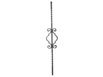 Wyrób kuty: Kuta tralka prosta ozdobna skręcana Hiszpan 12x12 mm 950x165 mm
