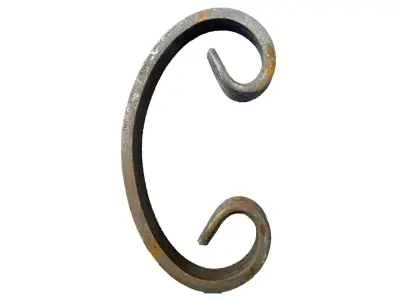 Wyrób kuty: Kuty element ozdobny w kształcie litery C z płaskownika 200x125 mm 12x6 mm