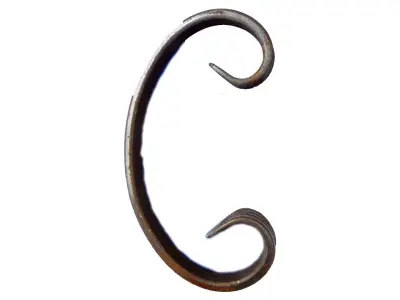 Wyrób kuty: Kuty element ozdobny w kształcie litery C ze zwojami 95x60 mm 12x6 mm