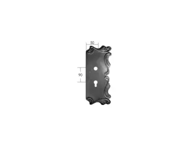 Wyrób kuty: Kuty szyld ozdobny do drzwi i furtek 315x135 mm 90 mm