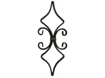 Wyrób kuty: Stalowa rozeta kuta romb ozdobna 420x145 mm 12x6 mm