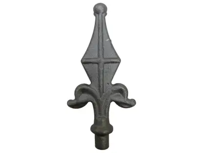 Wyrób kuty: Stalowy grot kuty szpic ozdobny do ogrodzeń i balustrad 130x60 mm fi 12 mm