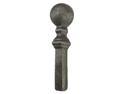 Wyrób kuty: Stalowy kuty grot szpic ogrodzeniowy kulisty 95x27 mm 12x12 mm