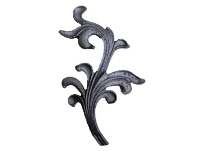 Wyrób kuty: Stalowy kuty liść ozdobny do ogrodzeń i balustrad 230x130 mm