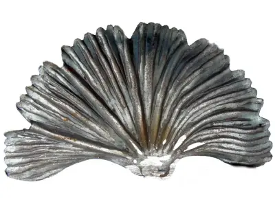 Wyrób kuty: Stalowy liść kuty miłorząb ozdobny 85x140 mm