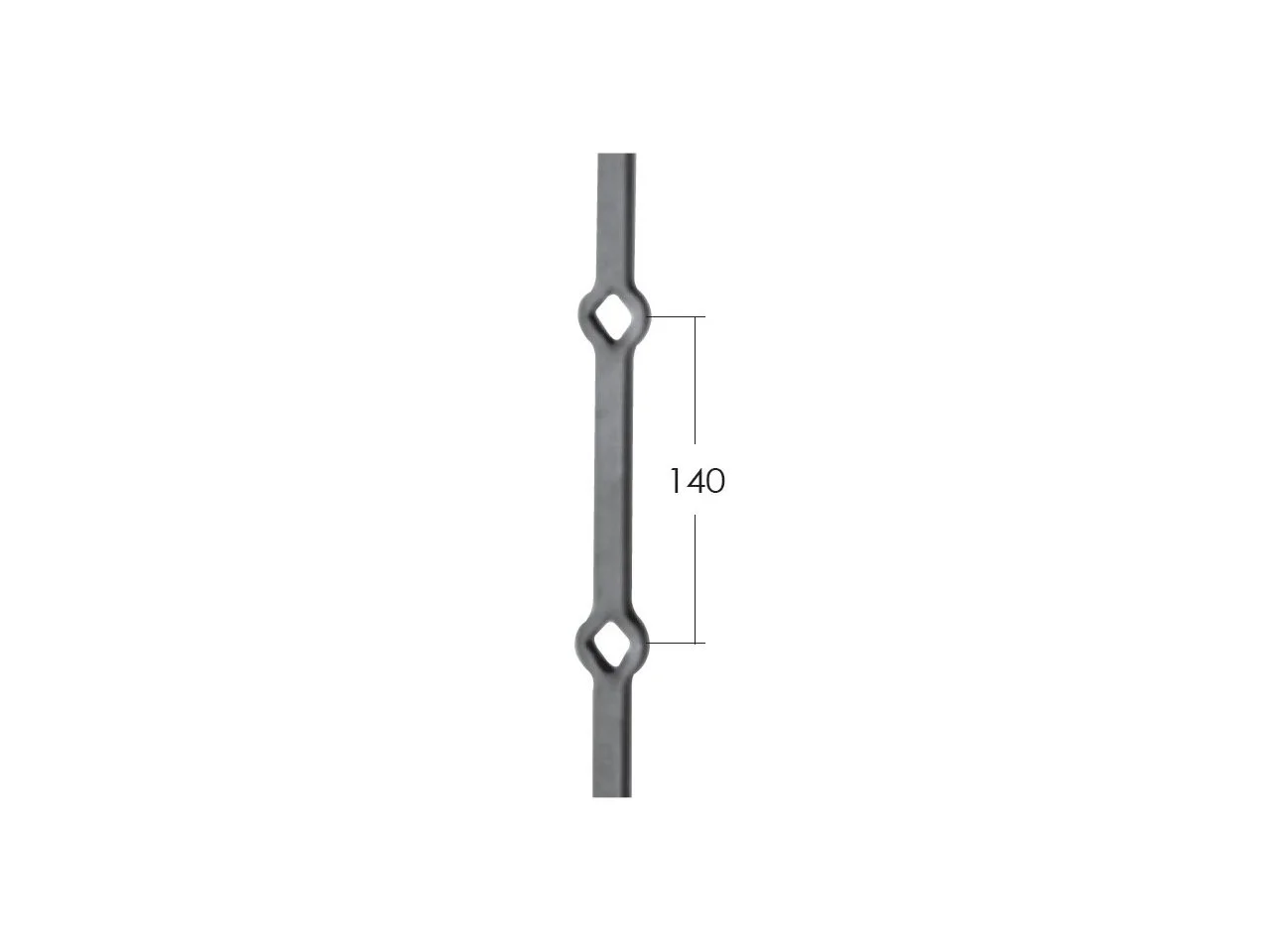 Wyrób kuty: Stalowy pręt do krat ozdobny 14x14 mm 2000 mm
